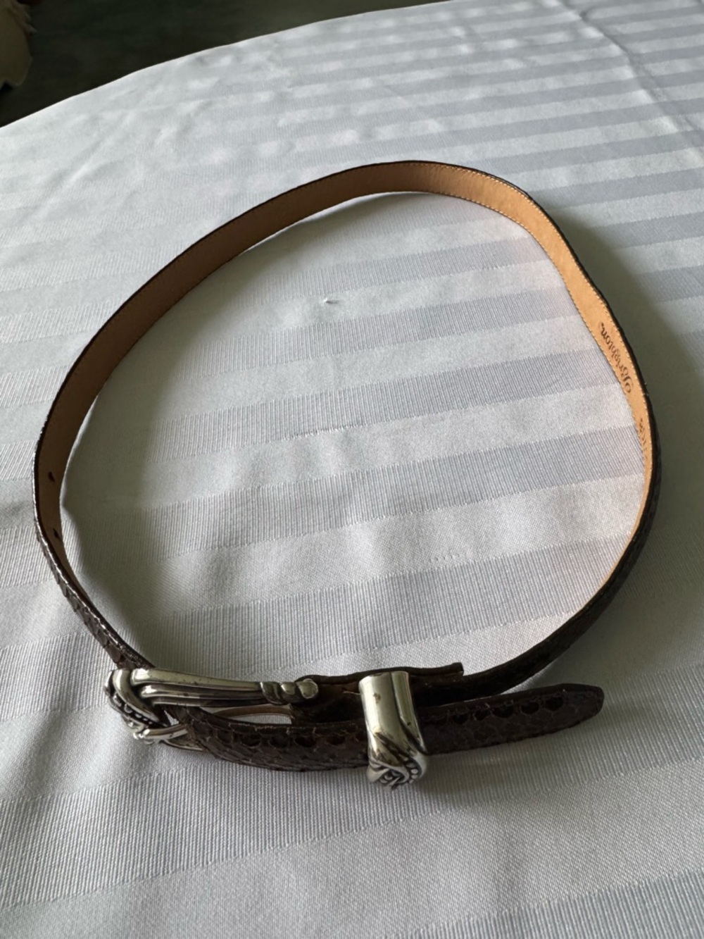 Brown Leather Belt with Silver Hardware vintage style S 28